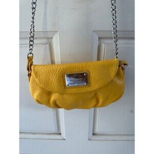 Nine West NWT Archie Yellow Faux Leather Snap Close Partial Chain Crossbody Bag